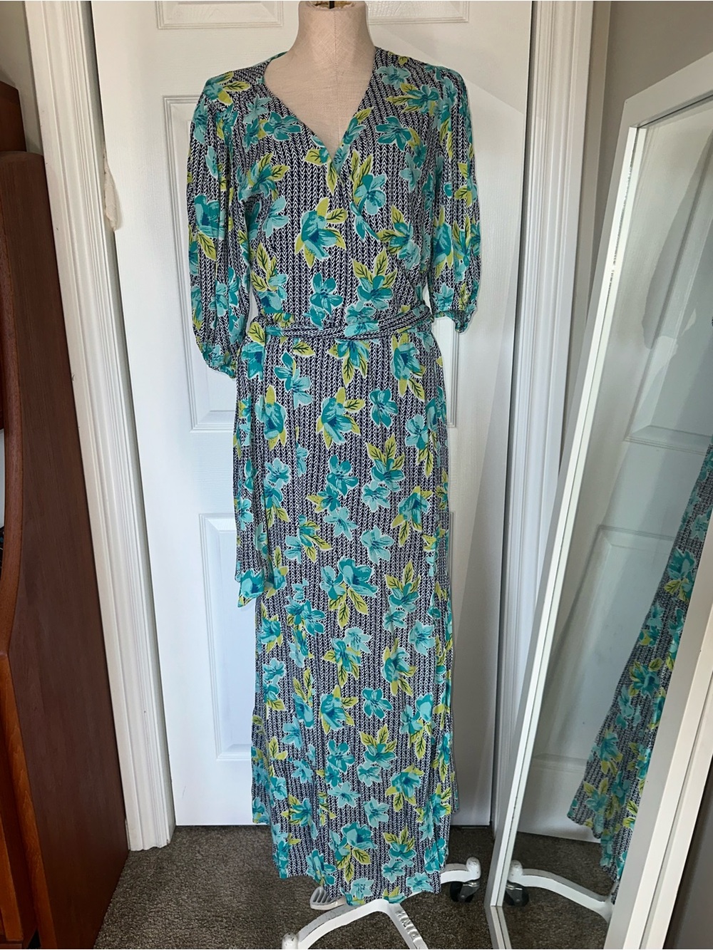 Hatley Floral Teal Maxi Wrap Dress